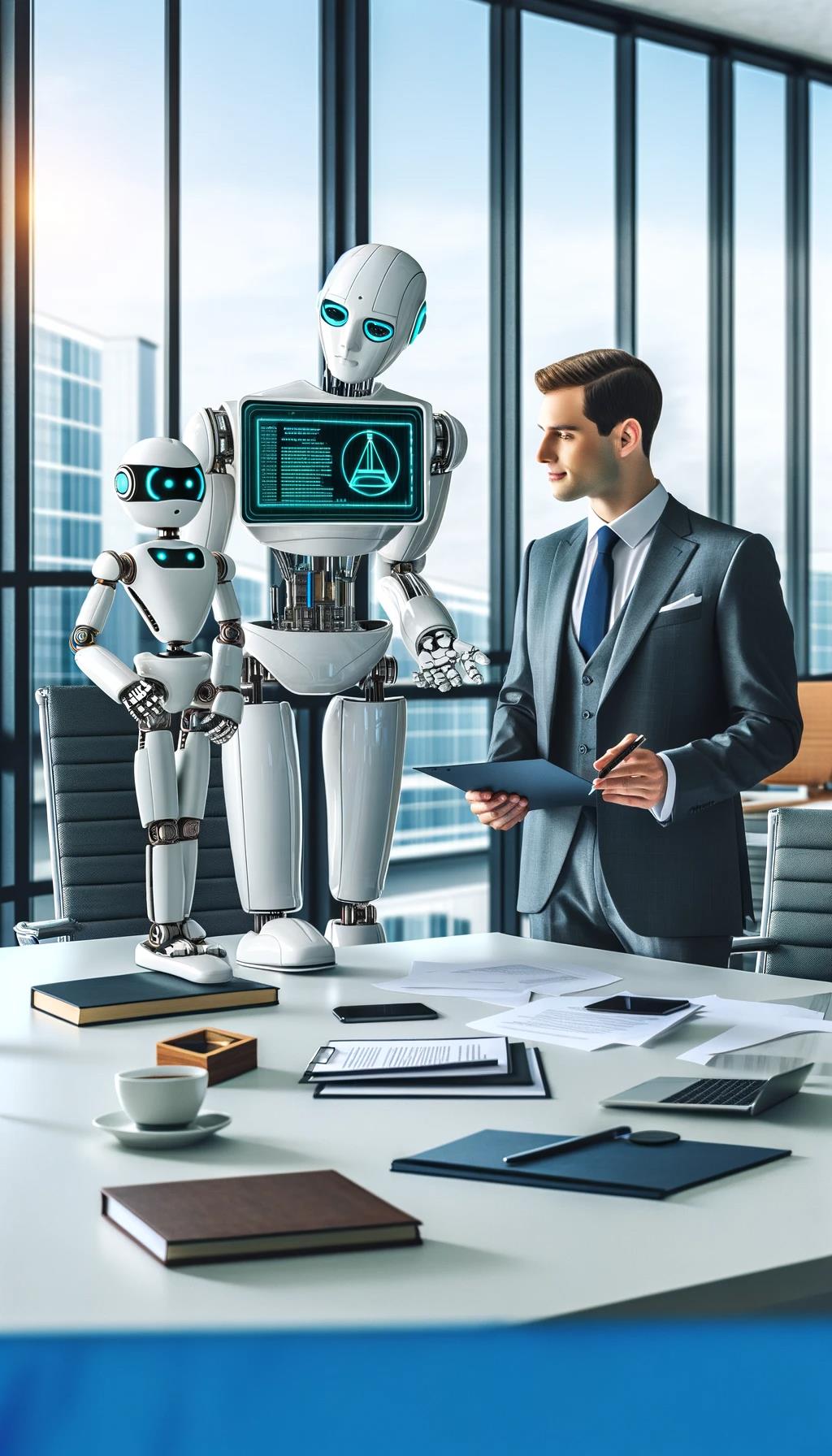 AI lawyer standing with robot